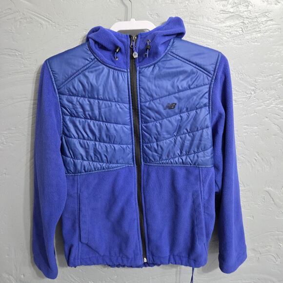 New Balance Woman's Blue Zip Up Hooded Fleece Jacket Size Large - Picture 2 of 8